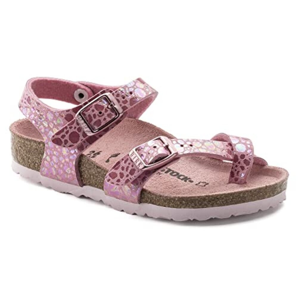 Birkenstock Kids' Taormina Sandals, Metallic Stones Pink, 35 EU Narrow